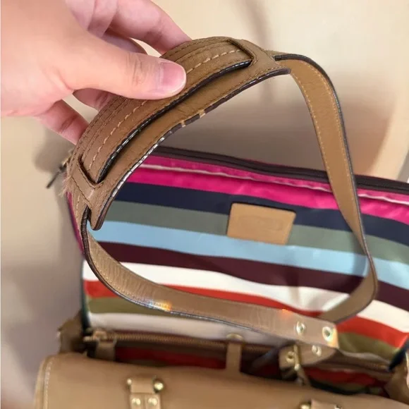 Coach Tan Leather Shoulder Bag with Pink Interior - Picture 4 of 5